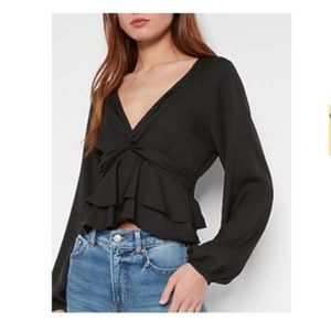 Express twist front ruffle shirt
